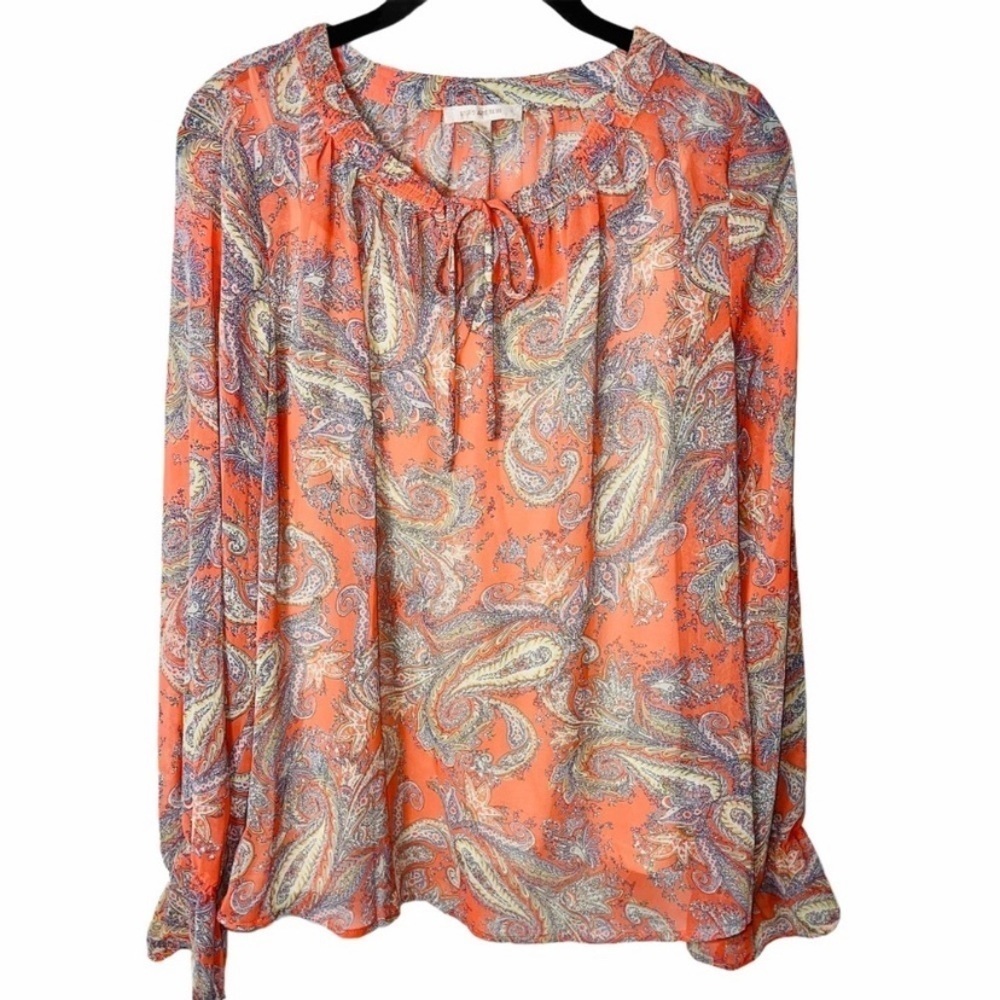 33  Skies Are Blue Paisley Peasant Top size M